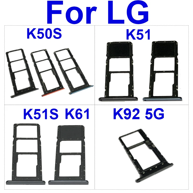 SIM Card Tray Holder Slot For LG K50 Q60 K50S K51 K51S K61 K92 5G LM K920AM Sim Card Reader