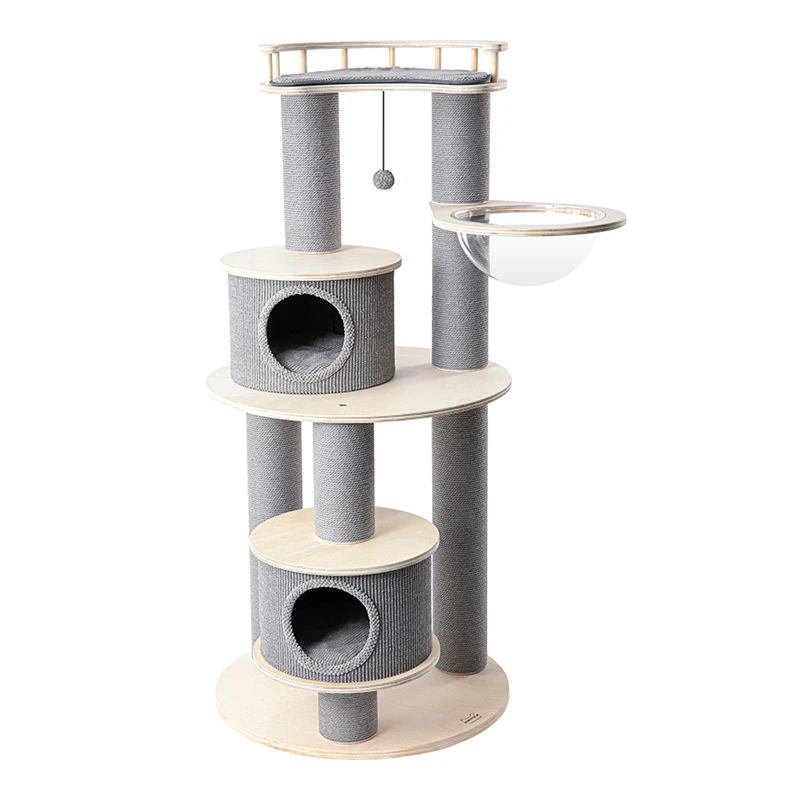 Imported Solid Wood Multi-layer Cat Tree, Bed, And Tower Combo A Large Cat Tower Made From Durable Wood