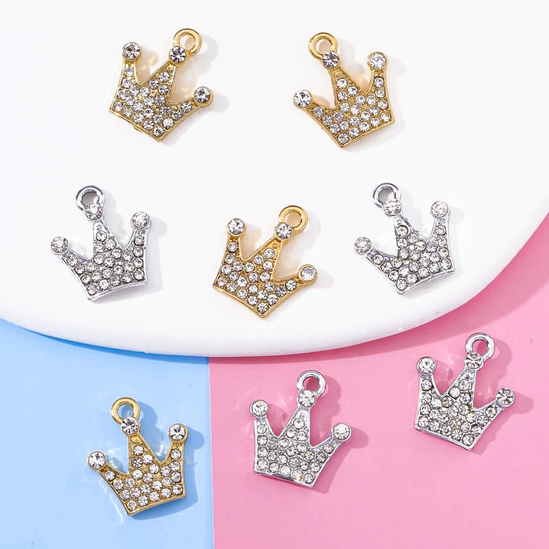 

20Pcs 15*16MM Rhinestone Zircon Crown Pendant Alloy Charm For Bracelet Necklace Making DIY Earrings Jewelry Accessories Ornament