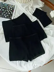 Luxurious 5 - Piece Black Cotton Lace Underwear Set for Women - Comfortable & Moisture - Absorbent Briefs for Autumn and Winter (MULTI)
