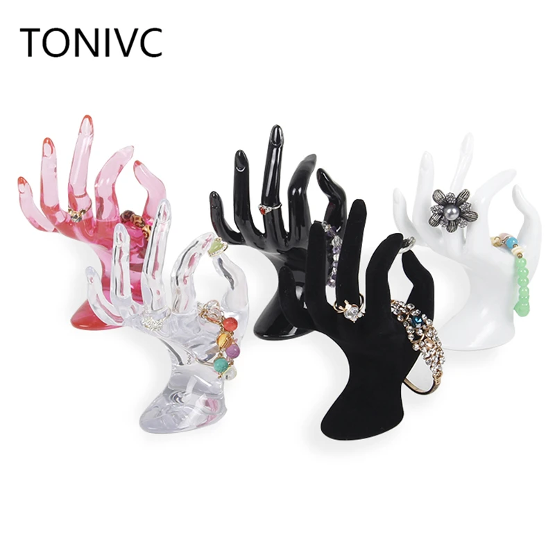 TONVIC Wholesale Plastic OK Hand Form For Bracelet Ring Display Stand Holder Mannequin For Jewelry Display