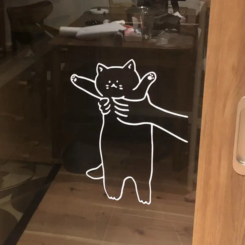 Cat Stickers Kitchen Glass Door Anti-collision Stickers Pet Store Cat Cafe Decoration Waterproof Wall Sticker Wall Decor