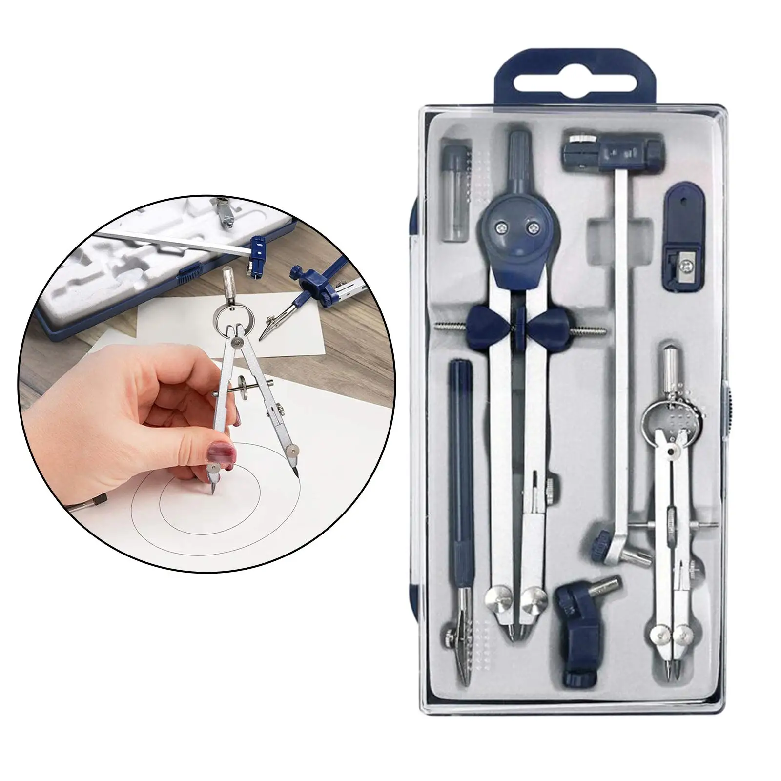 Professional Drawing Metal Drafting Kit with Extension Bar, Geometry Set for Geometry, for Engineer and Students