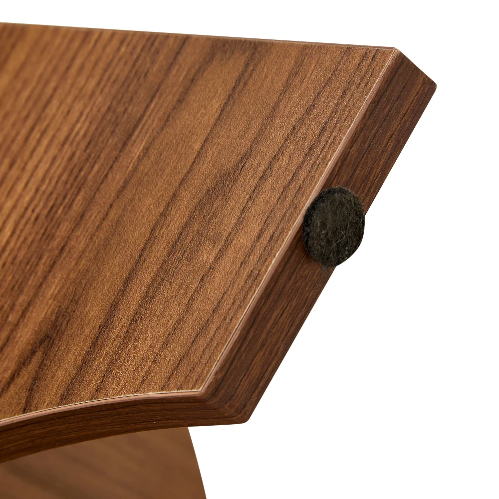Eleganter 80cm Runder Sicherheitsglas-Beistelltisch Geformter Rahmen & Schwarze Holzoptik MDF-Beine Multifunktional für Heim- & Büroräume – Detail 23