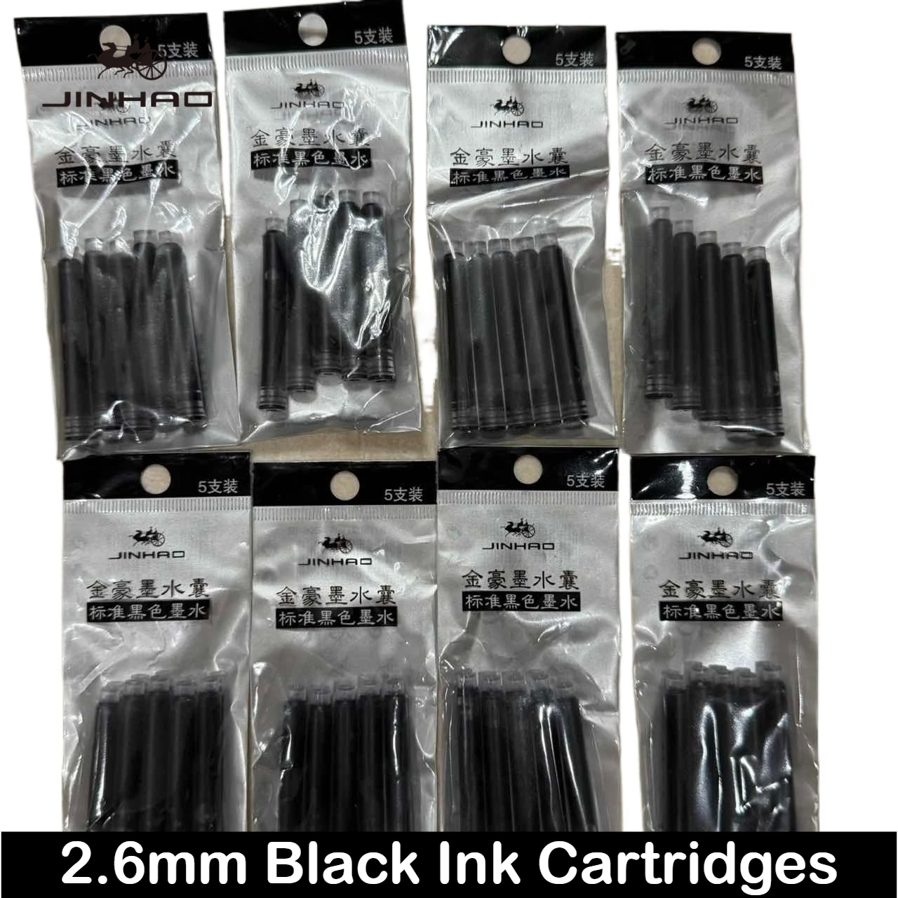 JINHAO 5/10/100 PCS 블랙 2.6mm 만년필 잉크 카트리지 리필 학생 만년필 잉크 문구 사무실 학교 용품