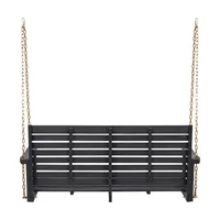 Noble House Ace Hanging Acacia wood Porch Swing - Dark Gray balcony furniture  garden furniture  hammock chair swing 5