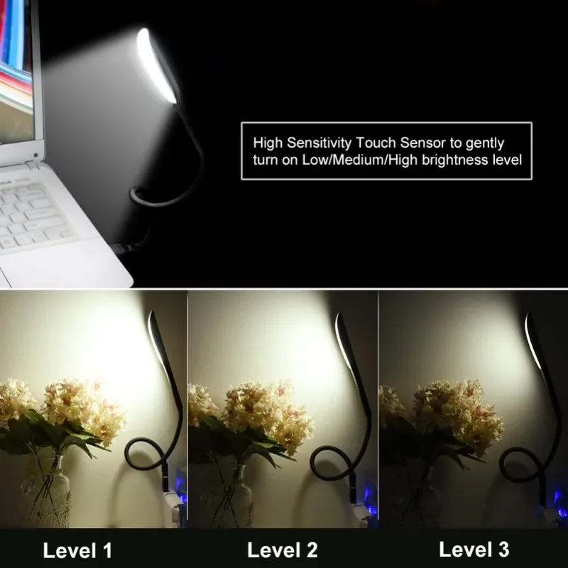 미니 휴대용 노트북 USB LED 빛 BendableTable 책상 램프 독서 작업 보조베터리 캠핑 PC 노트북 책 야간 조명