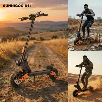 SUNNIGOO X11 Potente Monopattino per Adulti 48V 15AH Forte Capacità di Salita Velocità 50km/h Pneumatici da 10 Pollici Fuoristrada Monopattino con Carta NFC