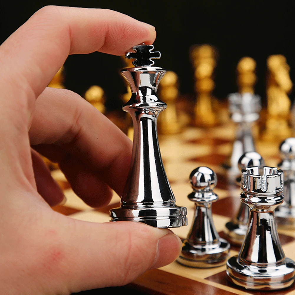 Conjunto de jogos de tabuleiro clássico xadrez madeira, alta qualidade,  conjunto profissional, peças de liga de zinco, padrão tradicional para  família - AliExpress