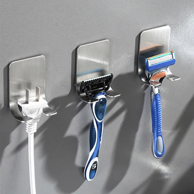 1-15PCS No-Punch Supporto per rasoio Adesivo Gancio di stoccaggio per rasoio da bagno Gancio da parete impermeabile Mensola da bagno Supporto per rasoio 3