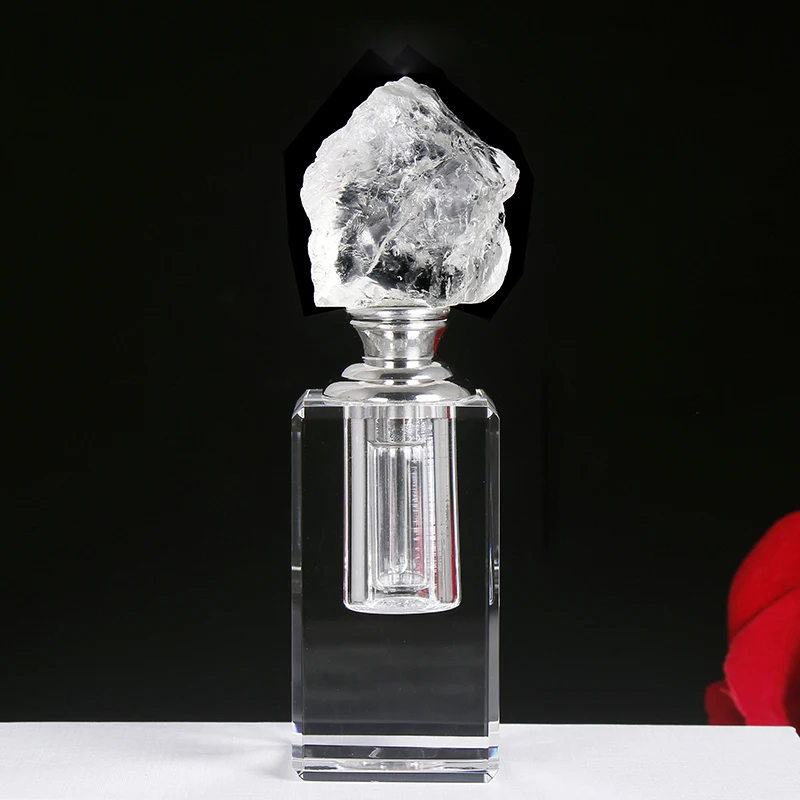 Natural White Transparent Quartz Cryolite Perfume Bottles Essential Oil Decoration Bottle Creative Birthday Gifts Home Decor