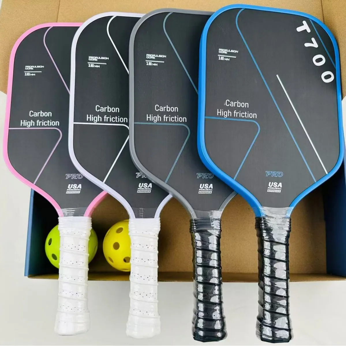 T700 Raw Carbon Fiber Pro Pickleball Paddle USAPA Approved Set 16MM Polymer Honeycomb Core Rackets Enhanced Power & Control