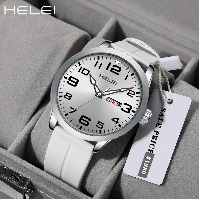 HELEI Men's Quartz Watches Luxury Men's Watches Fashion Calendar Week Display Waterproof Wristwatch Gifts For Men