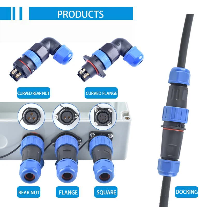 thumbnail image 2 of LP/SP21 Nut/Flange/Docking Waterproof Connector Welding Free 2/3/4/5/6/7 Pin IP68 Outdoor Female Plug Male Socket Screw Wiring 2 of 12