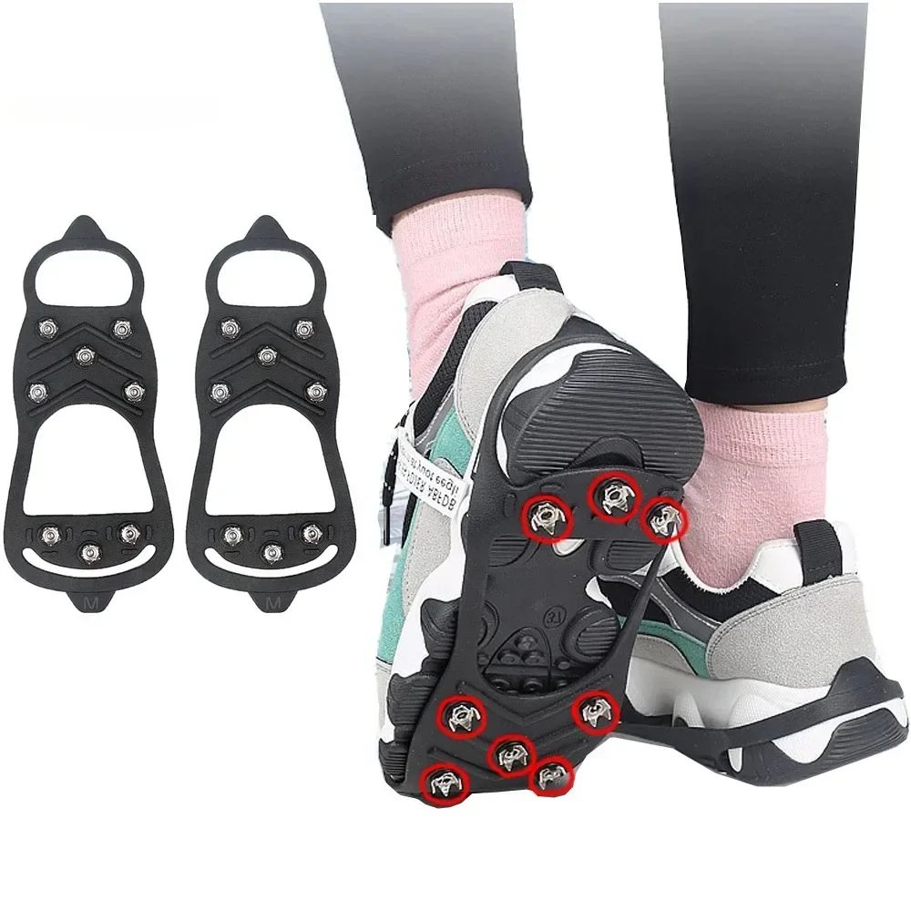 Ice gripper spike 8 Teeth for Shoes Winter Outdoor Anti-Slip Hiking Mountain Climbing Ice Snow Crampons Anti-slip Shoe Covers