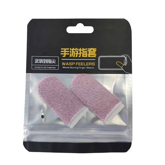 2 Pcs Anti-slip Gaming Finger Cot 18-pin Carbon Fiber Anti-sweat Non-slip High Sensitivity Finger Cots pink and white