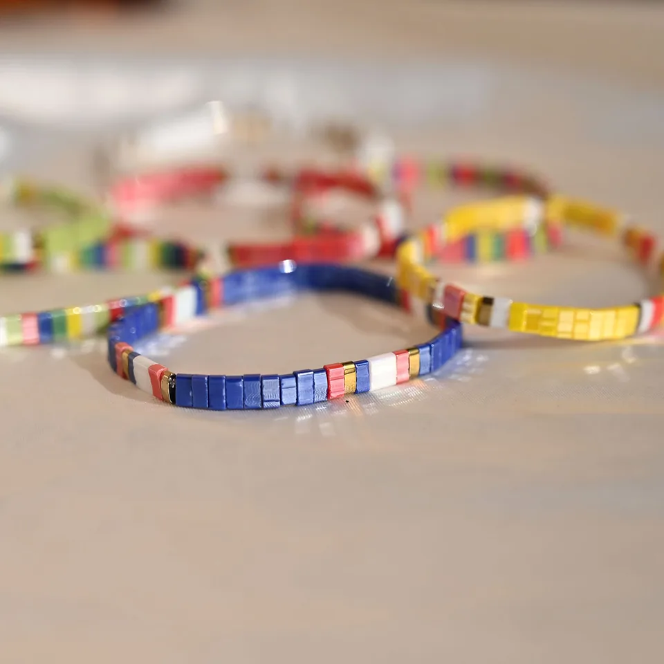 Braccialetti Elasticizzati KELITCH Con Perline Tila - Colori Caramella, Fatti A Mano, Regalo Amicizia