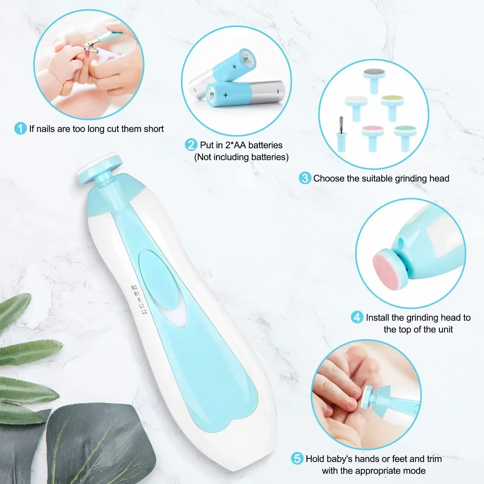 Baby Care Multifunctional Electric Baby Nail Trimmer Baby Nail File Clippers Toes Fingernail Cutter Trimmer Manicure Tool Set - Image 2