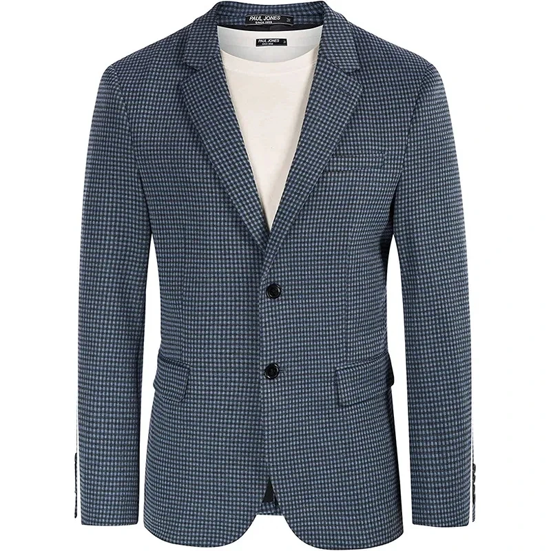 

Herringbone Plaid Men Suit Jacket Notch Lapel Casual Autumn Spring Outfit Wear Prom Slim Fit Wedding Tuxedo Male Coat 1 Piece