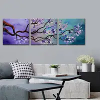 Mintura,3Pcs,Handpainted Tree Flower Oil Painting On Canvas, Modern Abstract Poster, Wall Art Picture For Living Room Home Decor 4