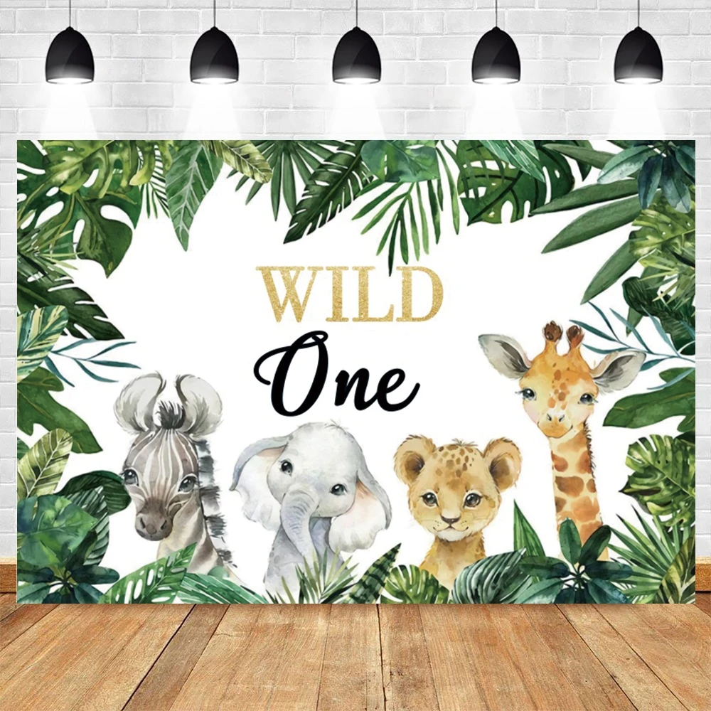 Tropical Jungle Safari Photography Backdrop for Baby Birthday and Family Photoshoots