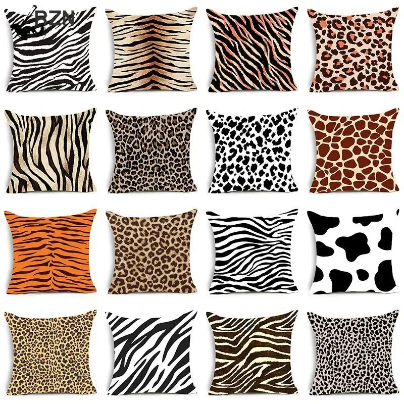 

Single-sided Printing Animal Leopard Decorative Pillows Case Super Soft Velvet Black and White Zebra Pattern Cushion Cover Sofa