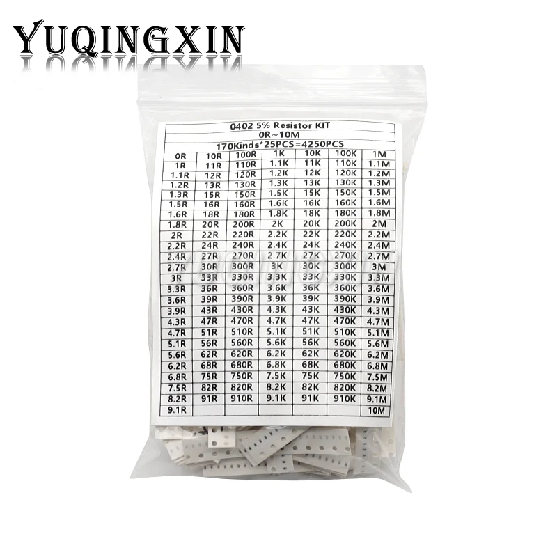 

5% 0402 0603 0805 1206 SMD Chip Resistor Assorted Kit 0R - 10M ohm 170Values Resistance Samples Set