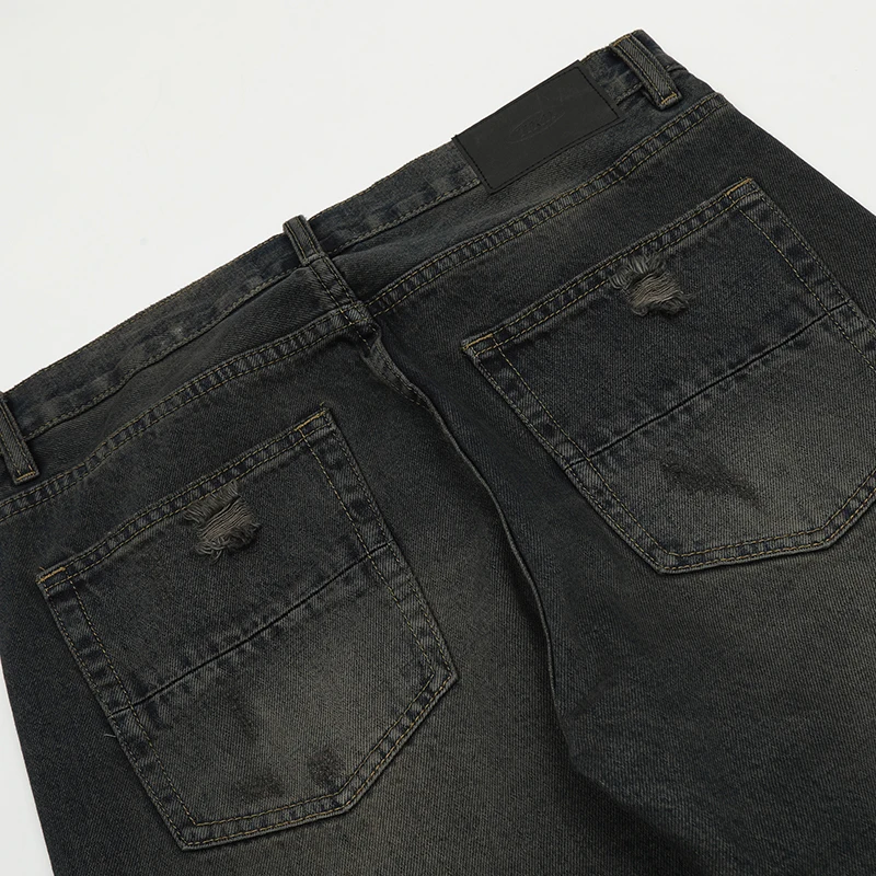 UPRAKF Straight-leg Streetwear Loose Ripped Jeans Basic High Street Casual Pocket Fashion Cargo Pants Harajuku