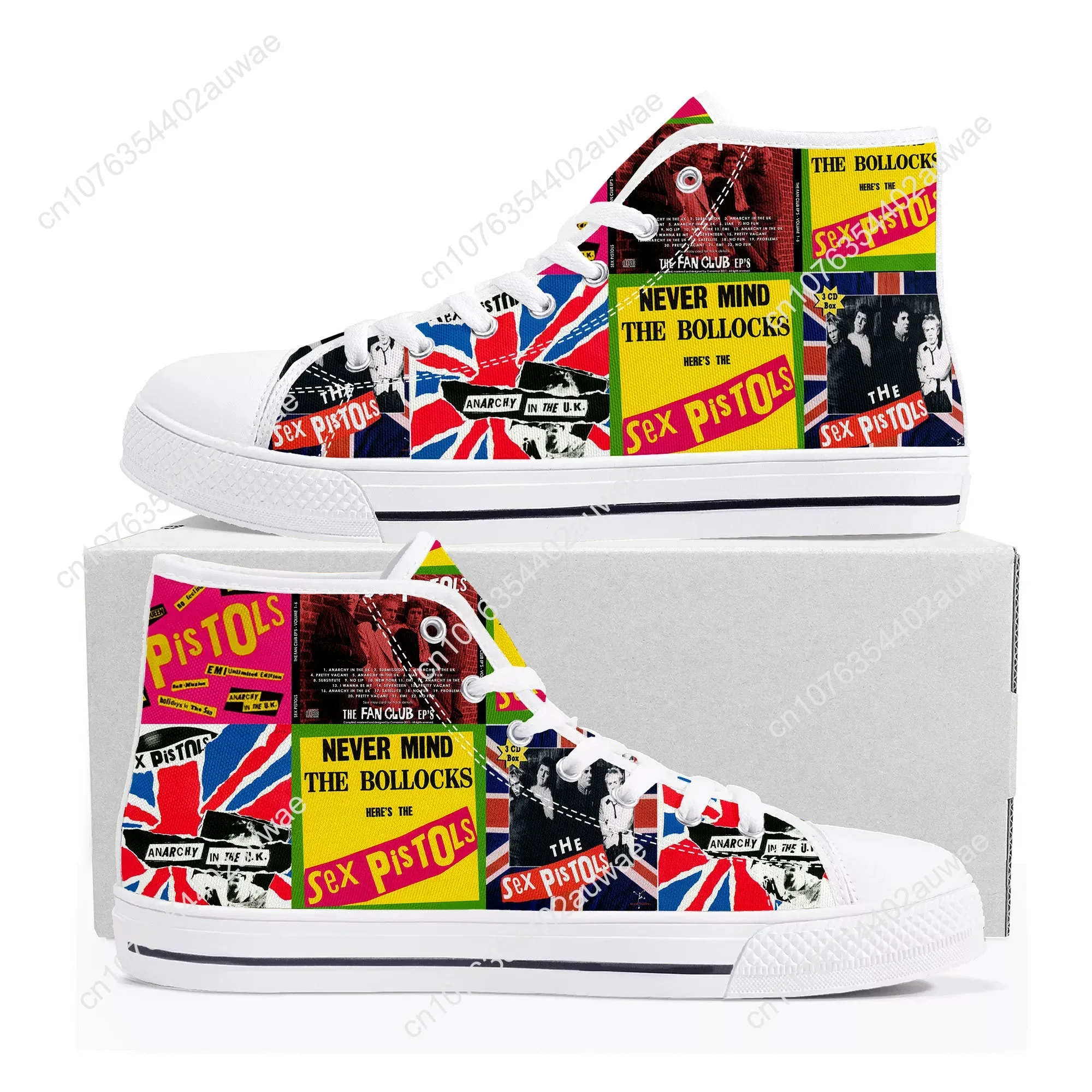 Sex Pistols Punk Rock Band High Top High Quality Sneakers Men Women Teenager Canvas Sneaker Casual Couple Shoes Custom Shoes