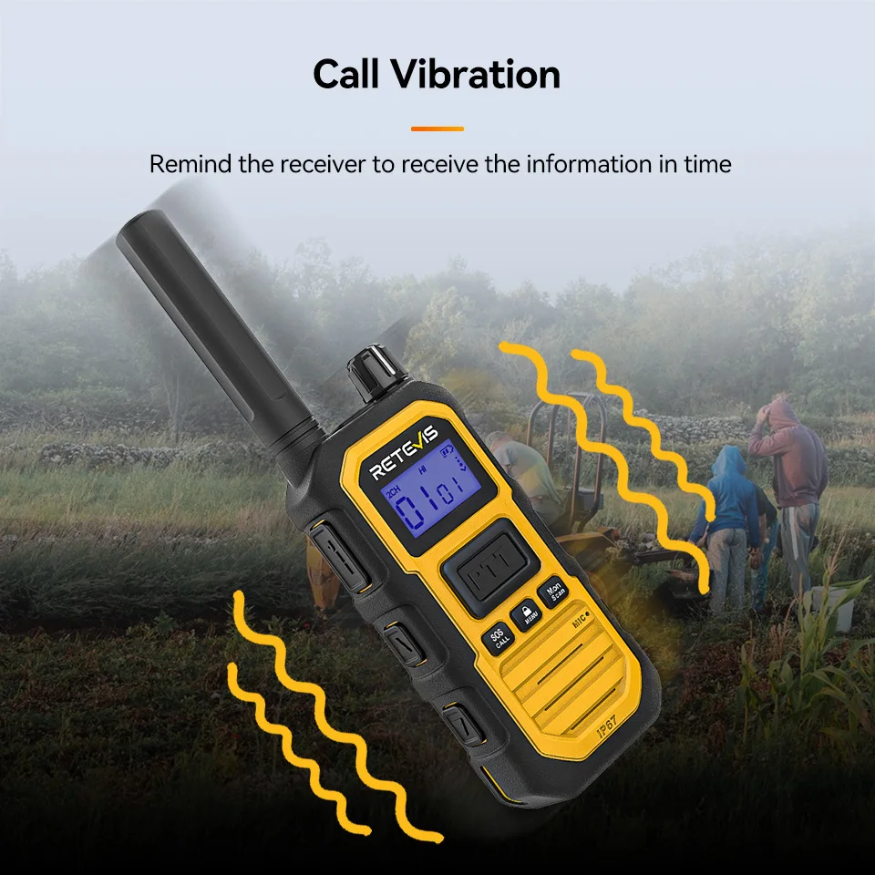 Retevis RB648Plus IP67 Wasserdichtes Walkie-Talkie LCD-Display Walkie-Talkie Long Range Dual PTT Heavy Duty 2-Wege-Radio für die Fabrik – Detail 9