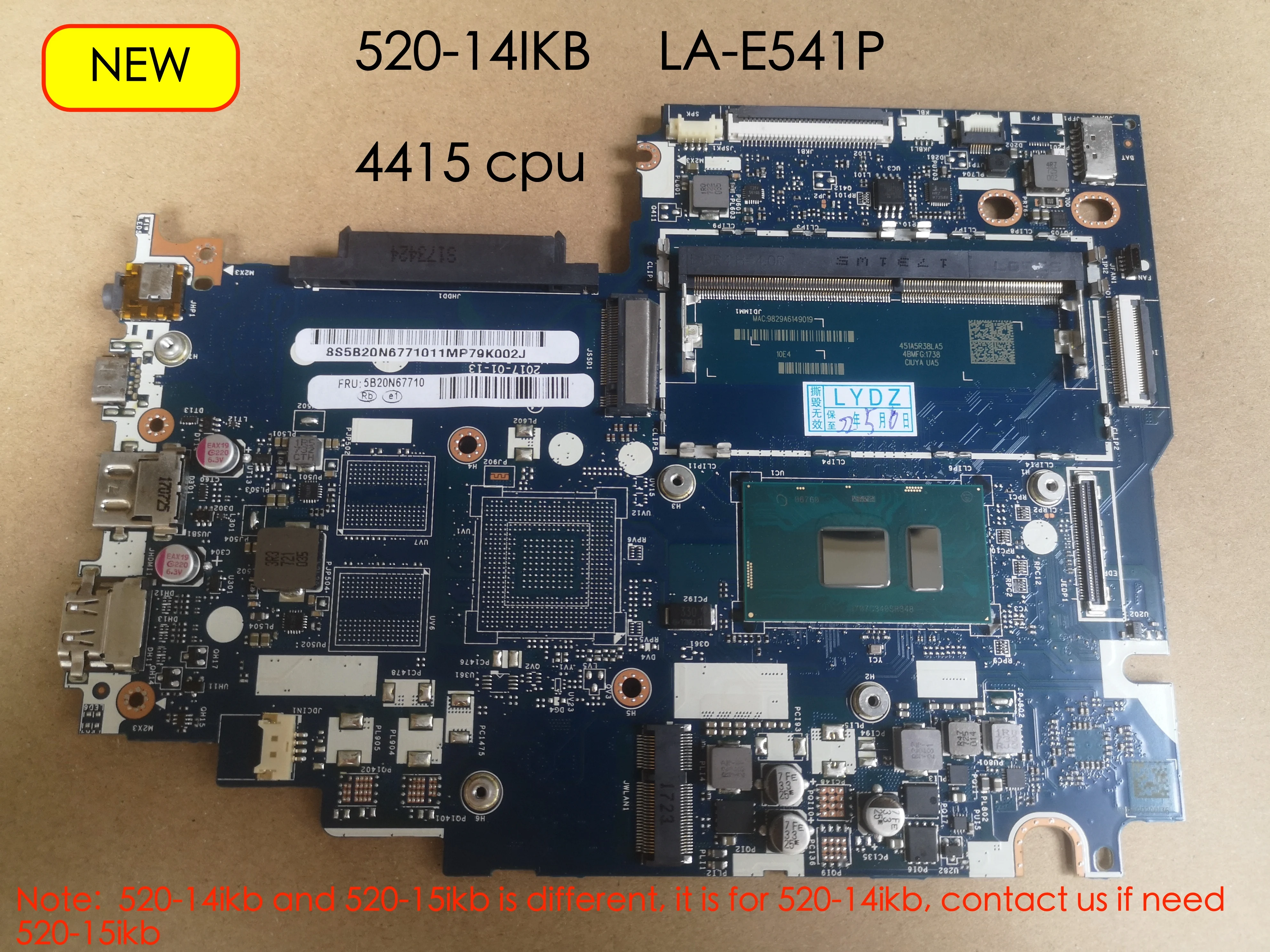 

CIUYA/YB/SA/SB/SD LA-E541P For Lenovo Flex 5-1470 Yoga 520-14IKB Laptop motherboard