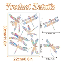 Colorful Prism Glass Window Decals - Cat and Butterfly Designs for Home and Kids' Room Decor (Dragonfly)