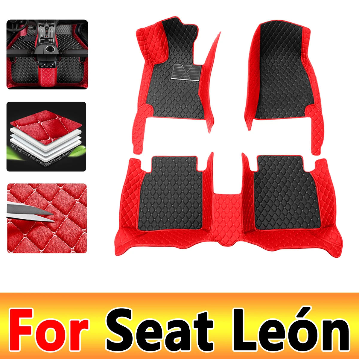 

Car Floor Mat For Seat León 5F 2013~2019 Waterproof Tapete Automotivo Para Carro Car Mats Set Alfombra Para Auto Car Accessories