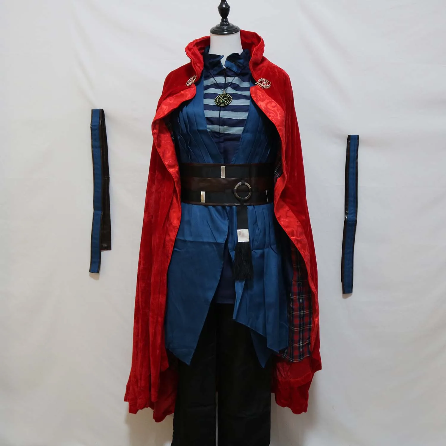 

Halloween Carnival Deluxe Dr Strange Costume Suit Full Set with Red Cape