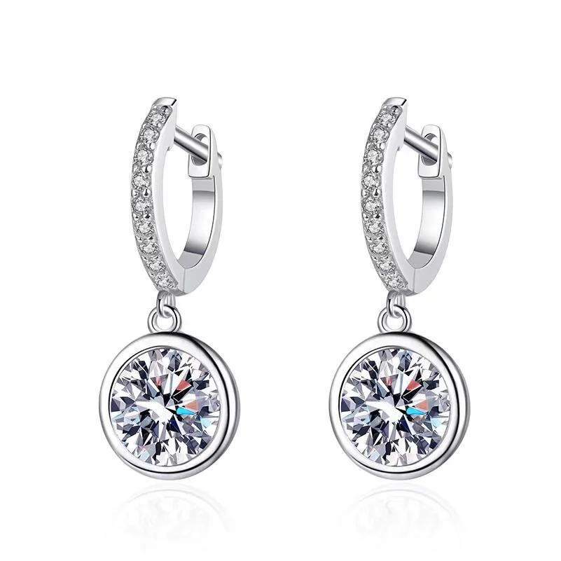 

Real Iced 1-2ct Moissanite Drop Earrings Women S925 Silver D Color Moissanite Diamond Bubble Dangle Earrings Pass Tester Gift