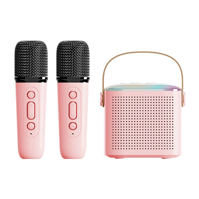 

Mini Karaokee Machine Portable Bluetooth Karaoke Speaker With 2 Wireless Microphones And Party Lights For Kids&Adults
