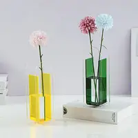 Nordic Style Bright Color Flower Vases Translucent Acrylic Vase Floral Container Vase Flower Decoration Home Birthday Gift 2