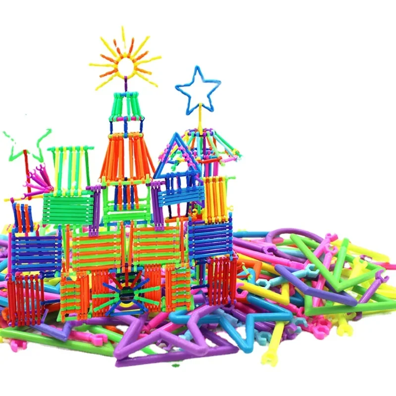 Hot Plastic Sticks Assembled Interconnecting Blocks Kids Stack Stick Educational Toys for Children DIY Toy Construction Building