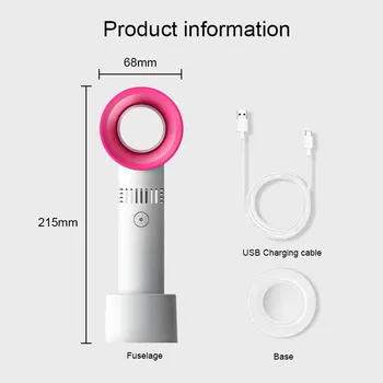 휴대용 블레이드리스 선풍기 미니 핸드헬드 선풍기, USB 충전식, 초저소음 팬, 데스크탑 야외 사무실용 에어 쿨러 팬