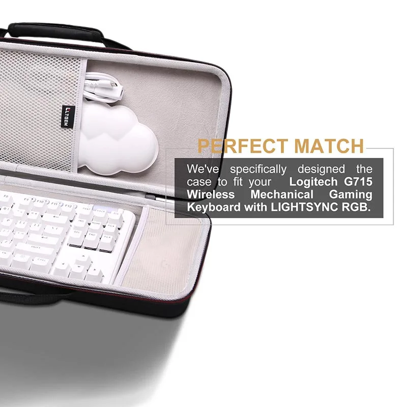 Eva Case Difícil para Logitech G715 Teclado Mecânico sem Fio do Jogo Bolsa de Transporte Protetor - Imagem 5