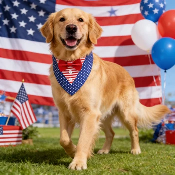 Patriotic Dog Bandana Bowtie Set 2