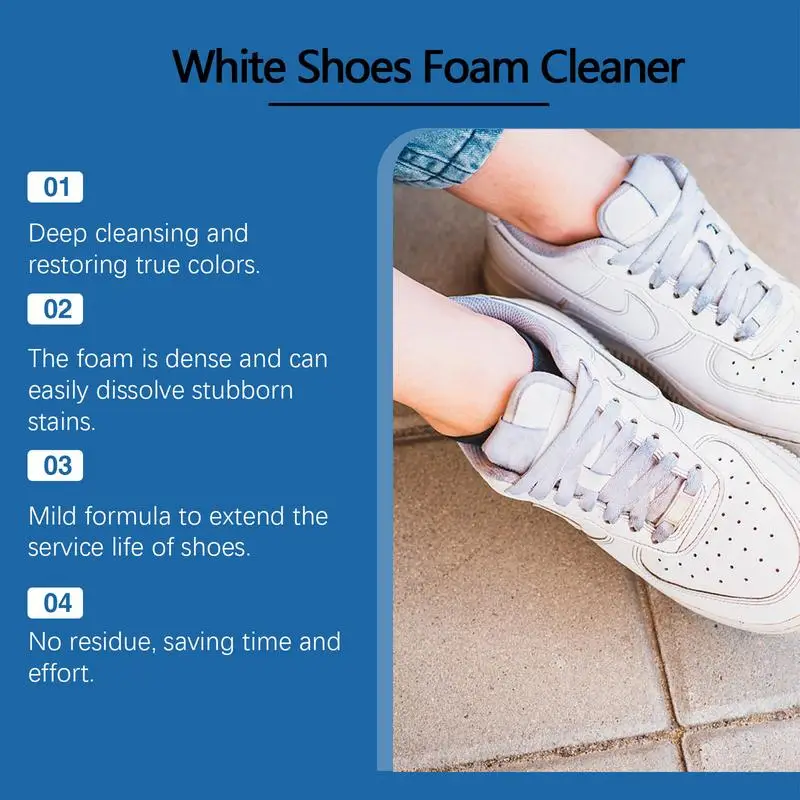 100ML White Shoe Cleaner Foam Suede Sheepskin Matte Shoes Leather Cleaner Polish Cleaning Tool Sneakers Care For White Shoes