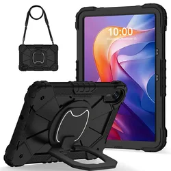 Durable Kids Tablet Case with Strap - Silicone and PC Protective Cover for Redmi Pad 2 (11inch) (Black and black)