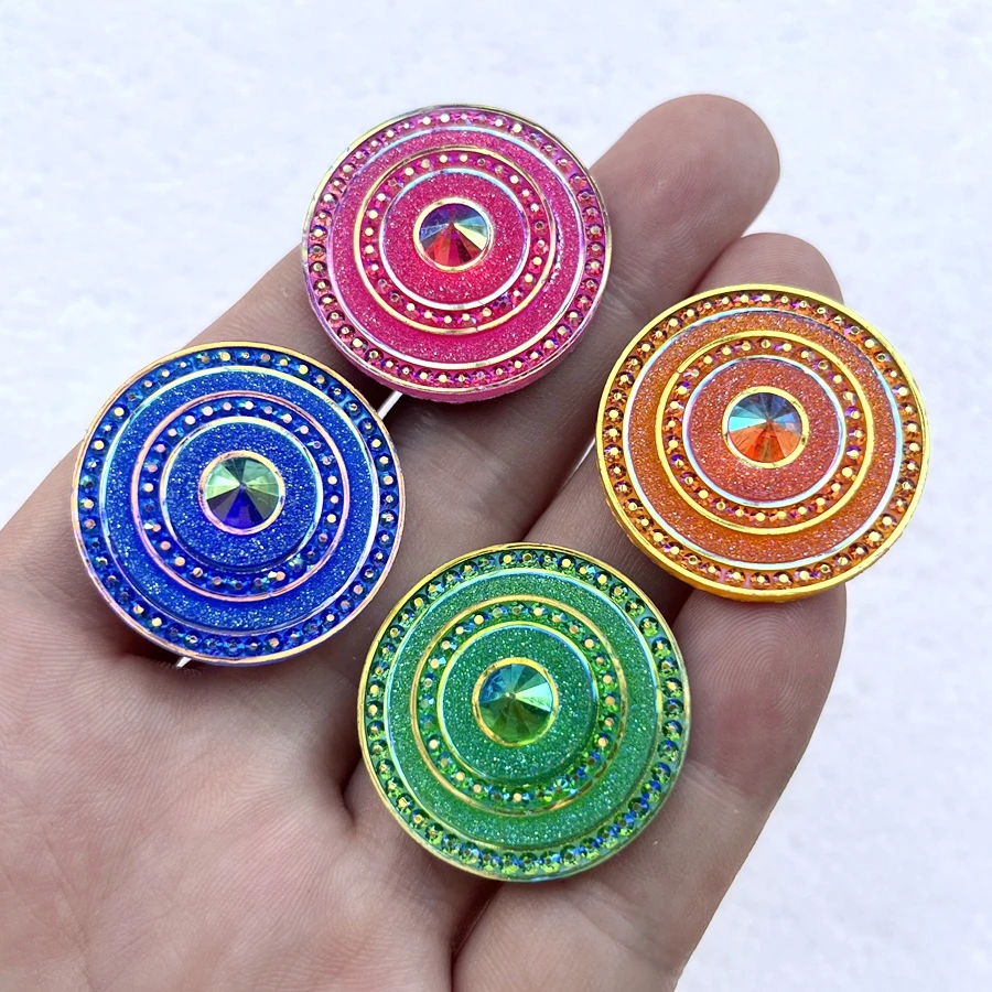 라운드 플라잉 쏘서 송진, AB 컬러, 매력적인 라인석, 웨딩 장 DIY 쥬얼리 귀걸이, 30mm, 10 개