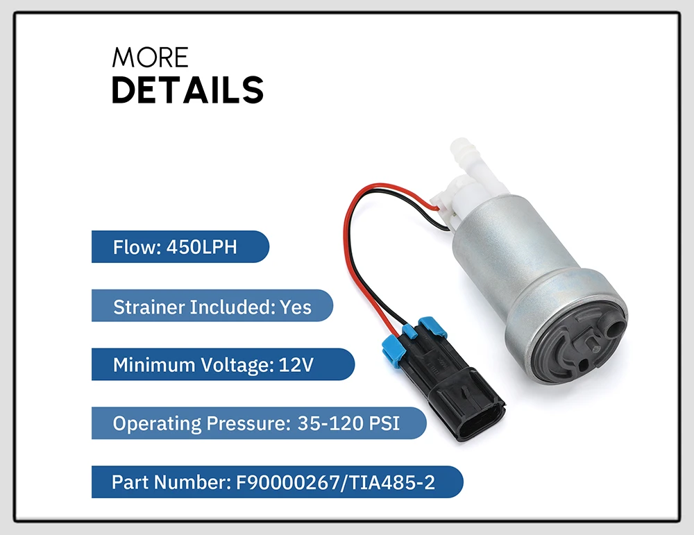WLR – E85 kompatible Racing Hochleistungs-interne 450LPH-Kraftstoffpumpe für Nissan Skyline Subaru WRX F 90000267 & Installationsset – Detail 35