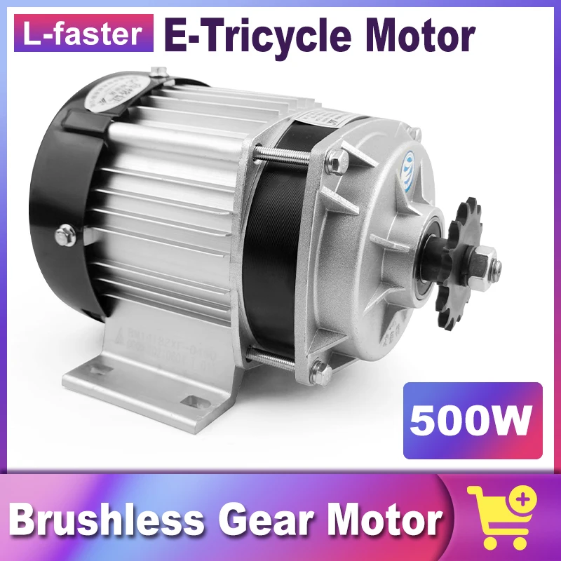 

Brushless DC Gear Motor with Controller, Electric Tricycle, Three Wheels Bike, 48V, 500W, BM1418ZXF