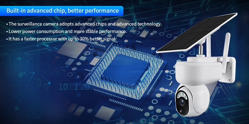 4MP 4G LTE Solar Camera Outdoor WiFi Security Camera PTZ Auto Tracking Color Nig