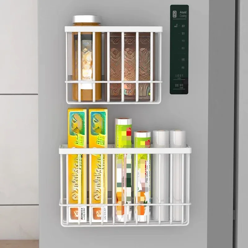 Magnetic Storage Shelf Floating Metal Kitchen Refrigerator Spice Rack Space-saving Fridge Kitchen Organizer Storage Organizer