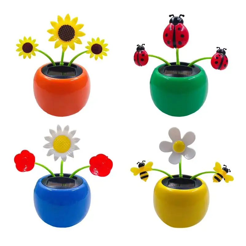 

Car Ornament Automobiles Decoration Dancing Sunflower Swinging Bee Toy Gifts Auto Interior Home Decor Solar Girls Accessories