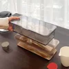 Tea Set Storage Box Transparent Cutlery Tray With Lid Drain Large Capacity Dustproof Cutlery Holder Desktop Dustproof With Cover 2
